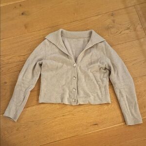 VINCE Cashmere Beige Button-Up Cardigan